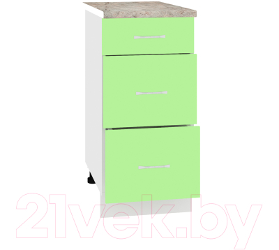Шкаф-стол кухонный Кортекс-мебель Корнелия Лира НШ40р3ш (зеленый/марсель)