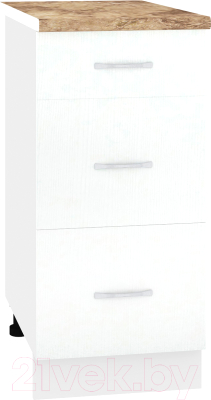 Шкаф-стол кухонный Кортекс-мебель Корнелия Лира НШ40р3ш (белый/мадрид)