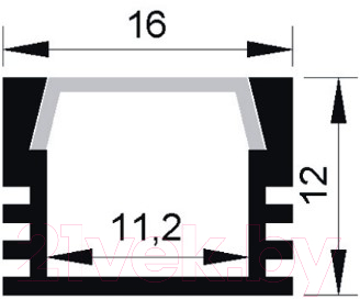 Профиль для светодиодной ленты JAZZway PAL 1612 / 1009647 (2м)