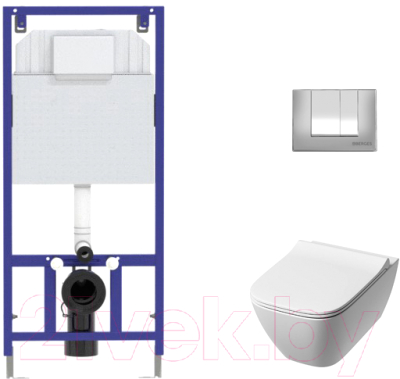 

Унитаз подвесной с инсталляцией Kolo, Modo Pure Rimfree L33123000 + L30116000 + 525 040000 + S3 040043