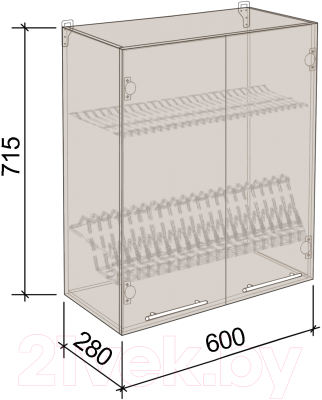 Шкаф навесной для кухни Артём-Мебель 600мм СН-114.75 (ДСП дуб крафт белый)