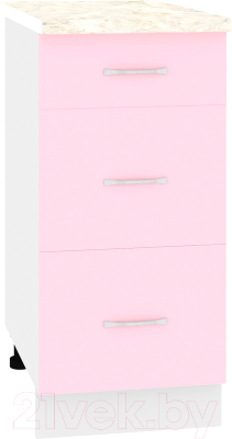 Шкаф-стол кухонный Кортекс-мебель Корнелия Лира НШ40р3ш (розовый/королевский опал)