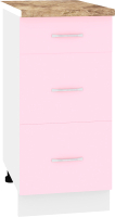 Шкаф-стол кухонный Кортекс-мебель Корнелия Лира НШ40р3ш (розовый/мадрид) - 