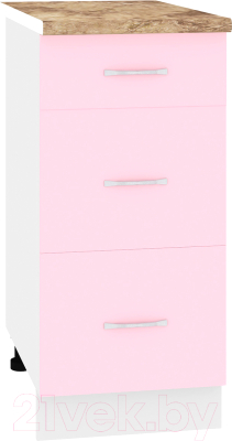 Шкаф-стол кухонный Кортекс-мебель Корнелия Лира НШ40р3ш (розовый/мадрид)