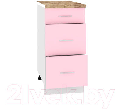 Шкаф-стол кухонный Кортекс-мебель Корнелия Лира НШ40р3ш (розовый/мадрид)