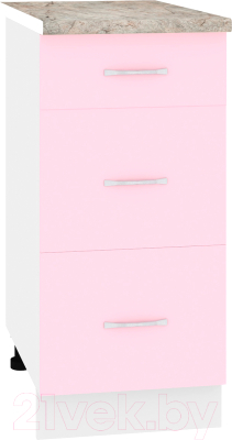 Шкаф-стол кухонный Кортекс-мебель Корнелия Лира НШ40р3ш (розовый/марсель)