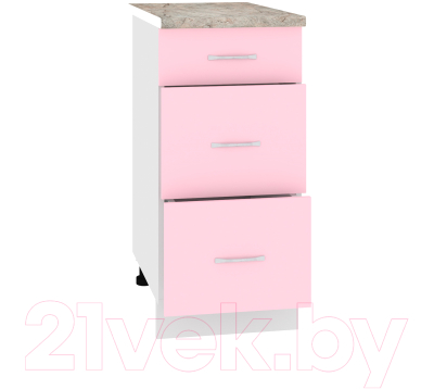 Шкаф-стол кухонный Кортекс-мебель Корнелия Лира НШ40р3ш (розовый/марсель)