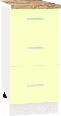 Шкаф-стол кухонный Кортекс-мебель Корнелия Лира НШ40р3ш (салатовый/мадрид)