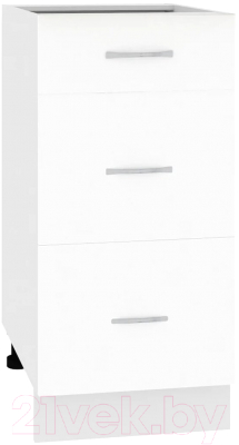 Шкаф-стол кухонный Кортекс-мебель Корнелия Лира НШ40р3ш без столешницы (белый)