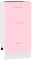 Шкаф-стол кухонный Кортекс-мебель Корнелия Лира НШ40р3ш без столешницы (розовый) - 