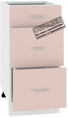 Шкаф-стол кухонный Кортекс-мебель Корнелия Лира НШ40р3ш без столешницы (розовый)