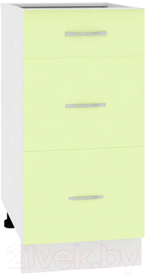 Шкаф-стол кухонный Кортекс-мебель Корнелия Лира НШ40р3ш без столешницы (салатовый)