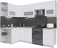 Кухонный гарнитур Интерлиния Мила Матте 1.5x2.5 Б левая (белый/белый/опал светлый) - 