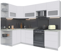 Кухонный гарнитур Интерлиния Мила Матте 1.5x2.6 Б левая (белый/белый/опал светлый) - 
