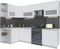 Кухонный гарнитур Интерлиния Мила Матте 1.5x2.7 Б левая (белый/белый/опал светлый) - 