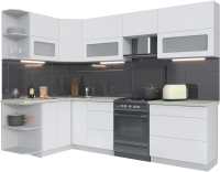Кухонный гарнитур Интерлиния Мила Матте 1.5x2.8 Б левая (белый/белый/опал светлый) - 
