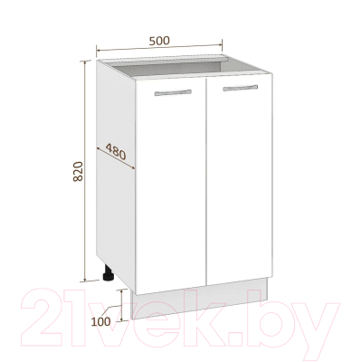 Шкаф-стол кухонный Кортекс-мебель Корнелия Лира НШ50р без столешницы (белый)