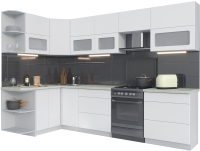 Кухонный гарнитур Интерлиния Мила Матте 1.5x3.0 Б левая (белый/белый/опал светлый) - 