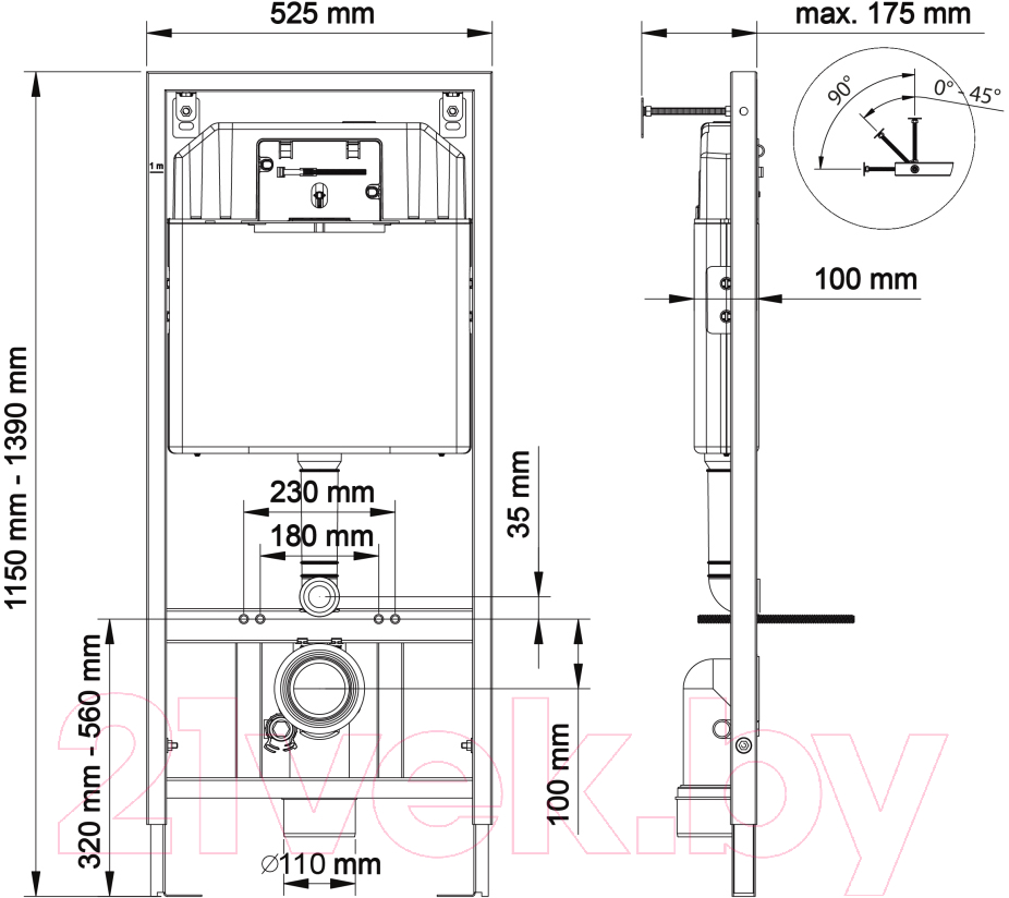 Унитаз подвесной с инсталляцией Roca The Gap Clean Rim A34647L000