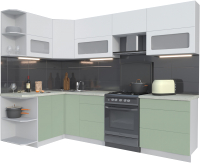 Кухонный гарнитур Интерлиния Мила Матте 1.5x2.7 Б левая (белый/мята/опал светлый) - 