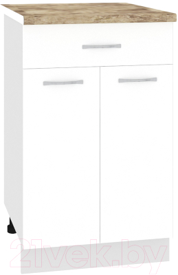 Шкаф-стол кухонный Кортекс-мебель Корнелия Лира НШ50р1ш (белый/мадрид)