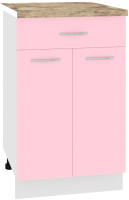 Шкаф-стол кухонный Кортекс-мебель Корнелия Лира НШ50р1ш (розовый/мадрид) - 