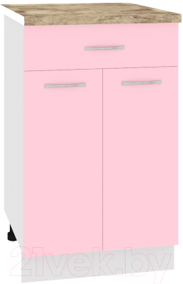 Шкаф-стол кухонный Кортекс-мебель Корнелия Лира НШ50р1ш (розовый/мадрид)