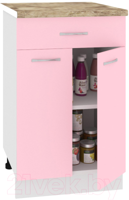 Шкаф-стол кухонный Кортекс-мебель Корнелия Лира НШ50р1ш (розовый/мадрид)