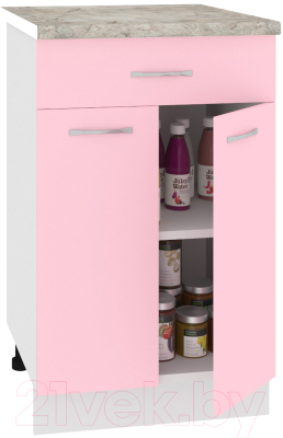 Шкаф-стол кухонный Кортекс-мебель Корнелия Лира НШ50р1ш (розовый/марсель)