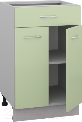 Шкаф-стол кухонный Кортекс-мебель Корнелия Лира НШ50р1ш без столешницы (зеленый)
