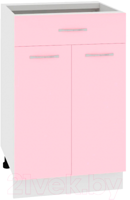 Шкаф-стол кухонный Кортекс-мебель Корнелия Лира НШ50р1ш без столешницы (розовый)