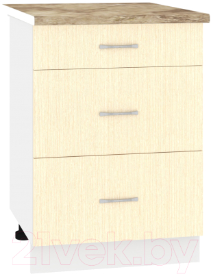 Шкаф-стол кухонный Кортекс-мебель Корнелия Лира НШ50р3ш (венге светлый/мадрид)