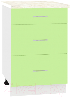 Шкаф-стол кухонный Кортекс-мебель Корнелия Лира НШ50р3ш (зеленый/королевский опал)