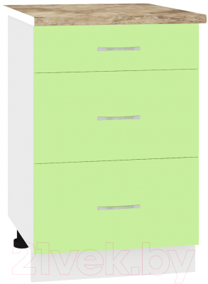 Шкаф-стол кухонный Кортекс-мебель Корнелия Лира НШ50р3ш (зеленый/мадрид)
