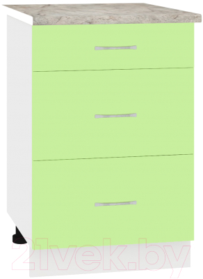 Шкаф-стол кухонный Кортекс-мебель Корнелия Лира НШ50р3ш (зеленый/марсель)