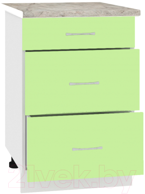Шкаф-стол кухонный Кортекс-мебель Корнелия Лира НШ50р3ш (зеленый/марсель)