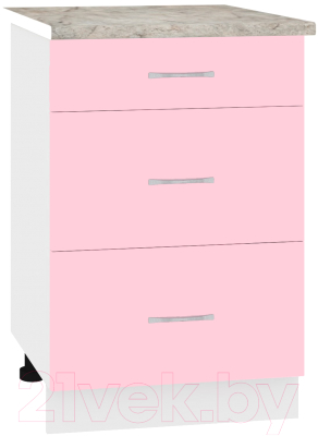 Шкаф-стол кухонный Кортекс-мебель Корнелия Лира НШ50р3ш (розовый/марсель)