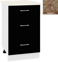 Шкаф-стол кухонный Кортекс-мебель Корнелия Лира НШ50р3ш (черный/мадрид) - 