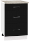 Шкаф-стол кухонный Кортекс-мебель Корнелия Лира НШ50р3ш (черный/марсель) - 