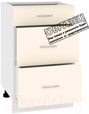Шкаф-стол кухонный Кортекс-мебель Корнелия Лира НШ50р3ш без столешницы (белый)