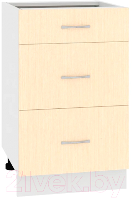 Шкаф-стол кухонный Кортекс-мебель Корнелия Лира НШ50р3ш без столешницы (венге светлый)