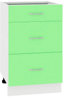 Шкаф-стол кухонный Кортекс-мебель Корнелия Лира НШ50р3ш без столешницы (зеленый) - 