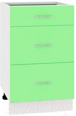 Шкаф-стол кухонный Кортекс-мебель Корнелия Лира НШ50р3ш без столешницы (зеленый)