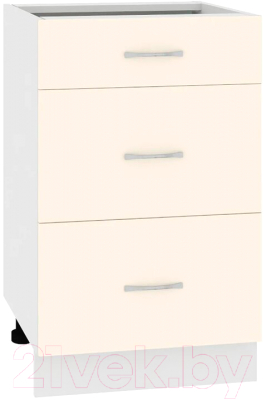 Шкаф-стол кухонный Кортекс-мебель Корнелия Лира НШ50р3ш без столешницы (кремовый)