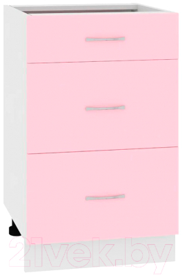 Шкаф-стол кухонный Кортекс-мебель Корнелия Лира НШ50р3ш без столешницы (розовый)