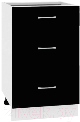 Шкаф-стол кухонный Кортекс-мебель Корнелия Лира НШ50р3ш без столешницы (черный)