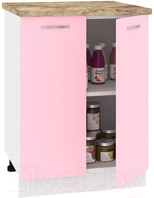 Шкаф-стол кухонный Кортекс-мебель Корнелия Лира НШ60р (розовый/мадрид)