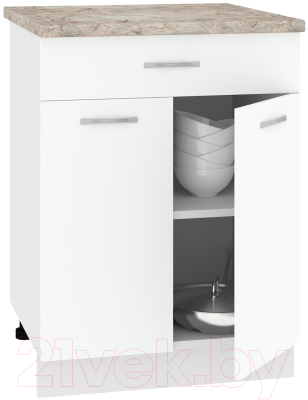 Шкаф-стол кухонный Кортекс-мебель Корнелия Лира НШ60р1ш (белый/марсель)