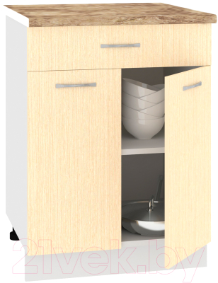 Шкаф-стол кухонный Кортекс-мебель Корнелия Лира НШ60р1ш (венге светлый/мадрид)
