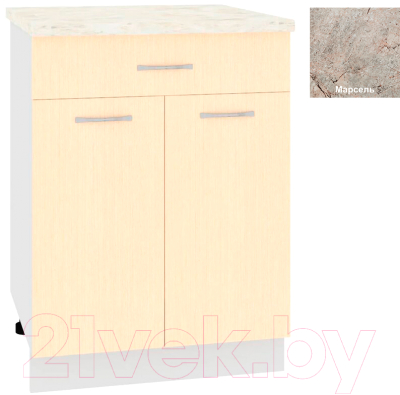 Шкаф-стол кухонный Кортекс-мебель Корнелия Лира НШ60р1ш (венге светлый/марсель)